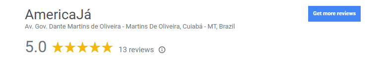 Avaliação do Google de media de 5 estrelas de um cliente