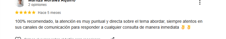 recomendación de clienta satisfecha