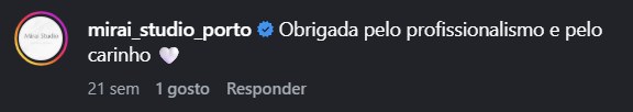 opinião da nossa cliente que permitiu nós fazer a decoração do seu studio