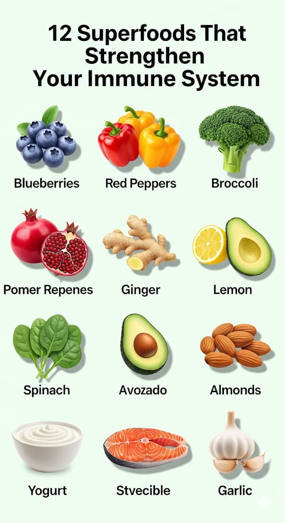 Superfoods that boost your immune system infographic