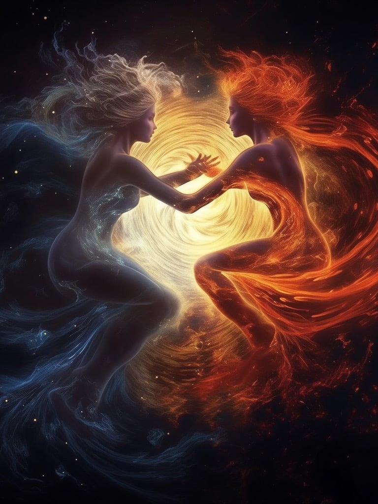 Cosmic twins depicting the manic and depressive aspects of bipolar.