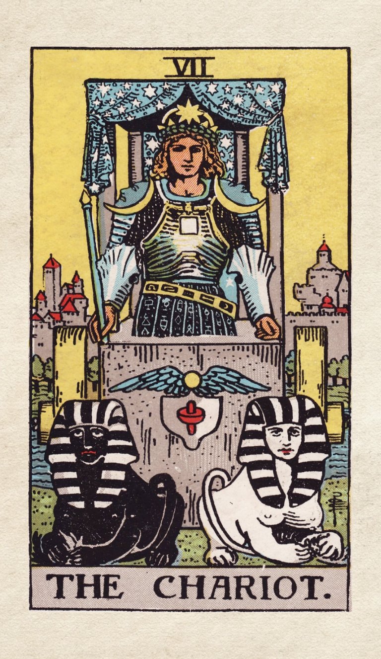 The Chariot: Represents willpower, control, and overcoming obstacles.