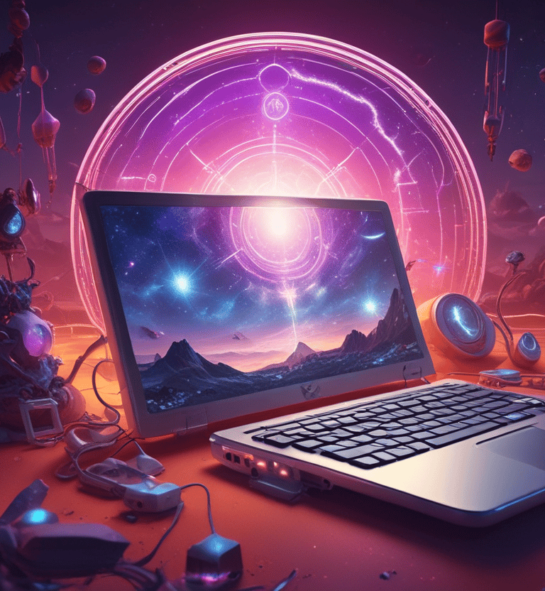 Un ordinateur magique pour message de contact avec Phil