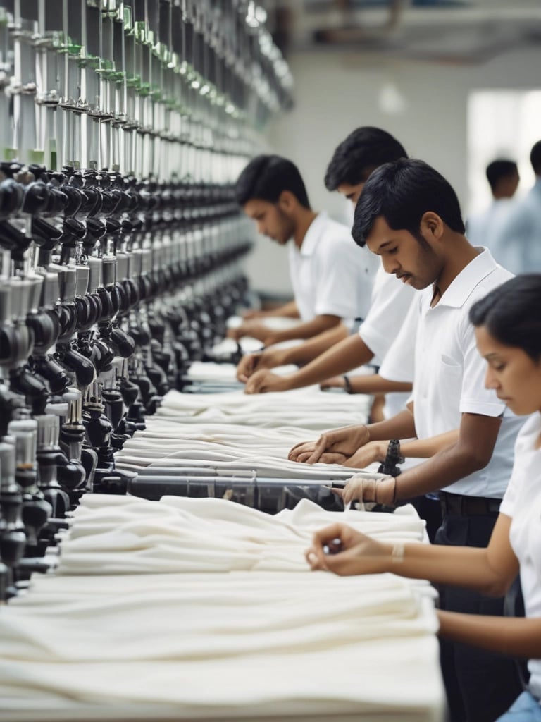 A factory setting in Avinashi, Tiruppur, highlighting the manufacturing process of happy tees.