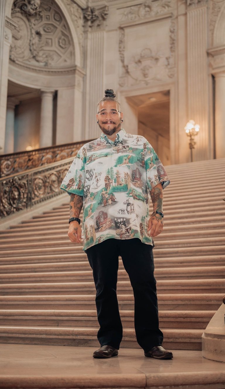 Patrick assisting with wedding setup at San Francisco Bay Area luxury wedding