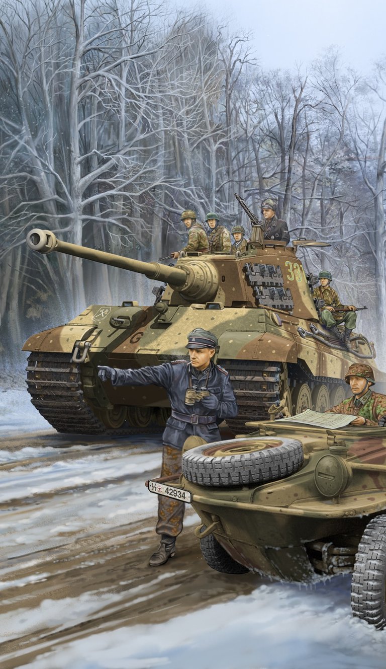 Book cover illustration of Battle of Ardennes 1944 WWII, Peiper, military boxart and book cover illu