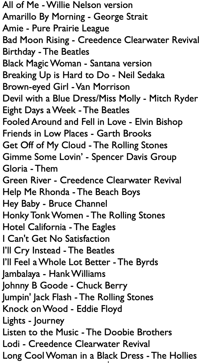 Song List 1