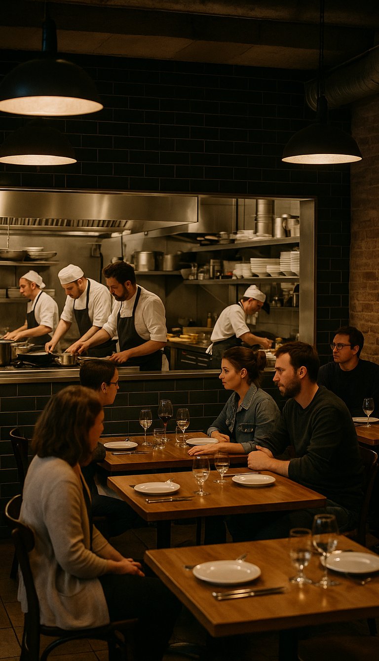 Des cuisiniers au travail dans un restaurant pour la journée internationale des cuisiniers.