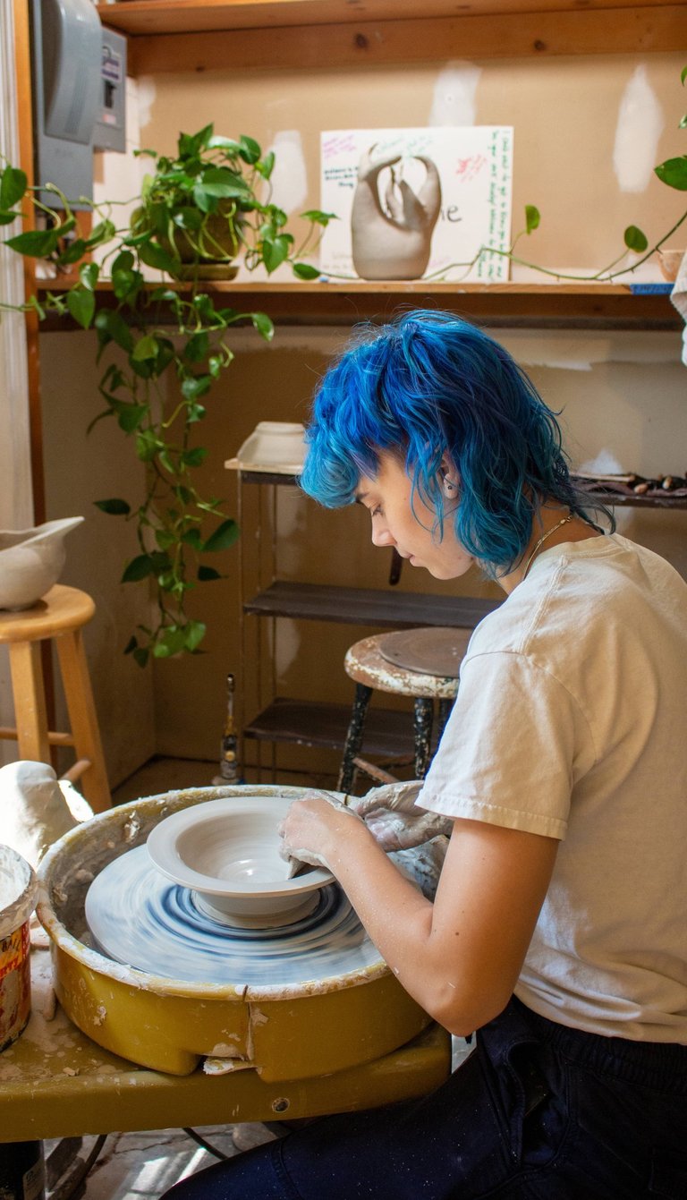 Our resident Starkie throwing a bowl on the ceramic wheel.