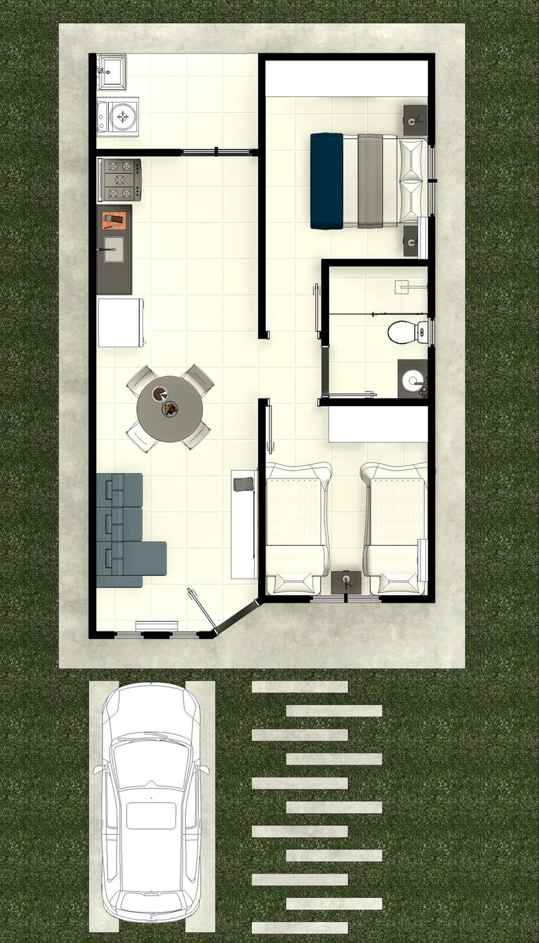 Planta baixa modelo 53m²
