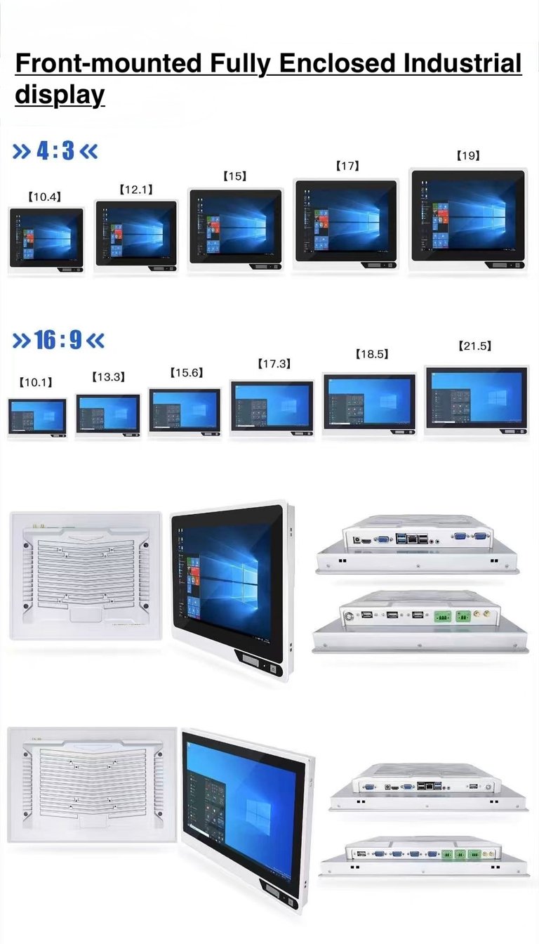 claratech's Front-mounted Fully Enclosed Industrial Display specifications