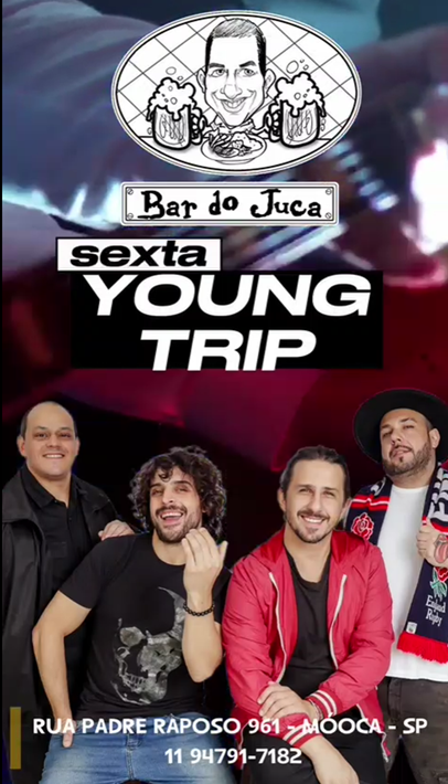 Banda Young Trip tocando rock ao vivo no Bar do Juca na Mooca em São Paulo com público animado