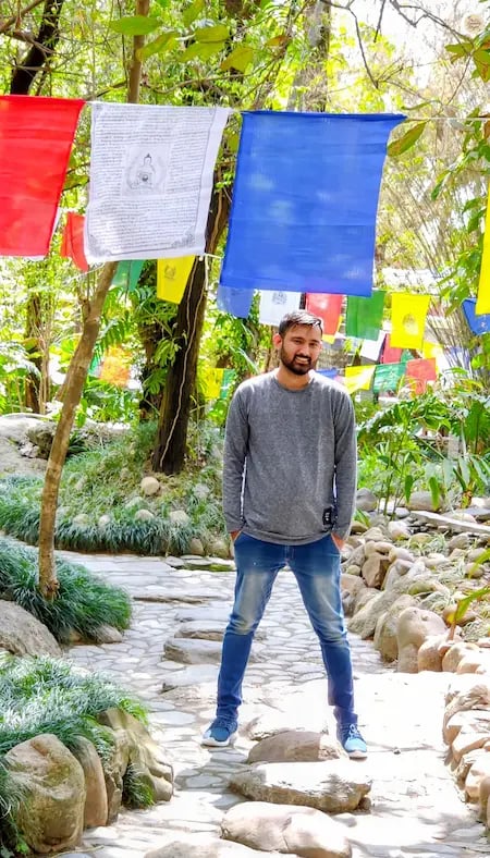 Colorful prayer flags Norbulingka Institute Tibetan cultural institute Dharamshala.