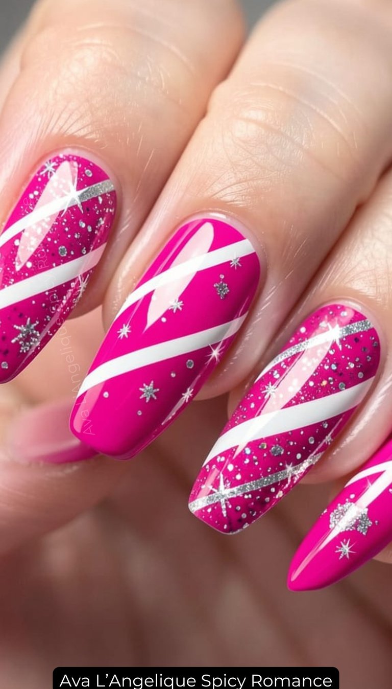 By Ava L’Angelique. Romantic pink nails with glossy finish for Valentine nail inspo