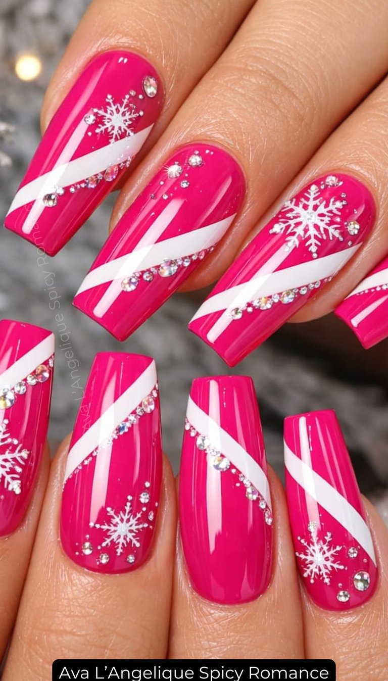 By Ava L’Angelique. Flirty pink nails for cocktails and girls night manicure