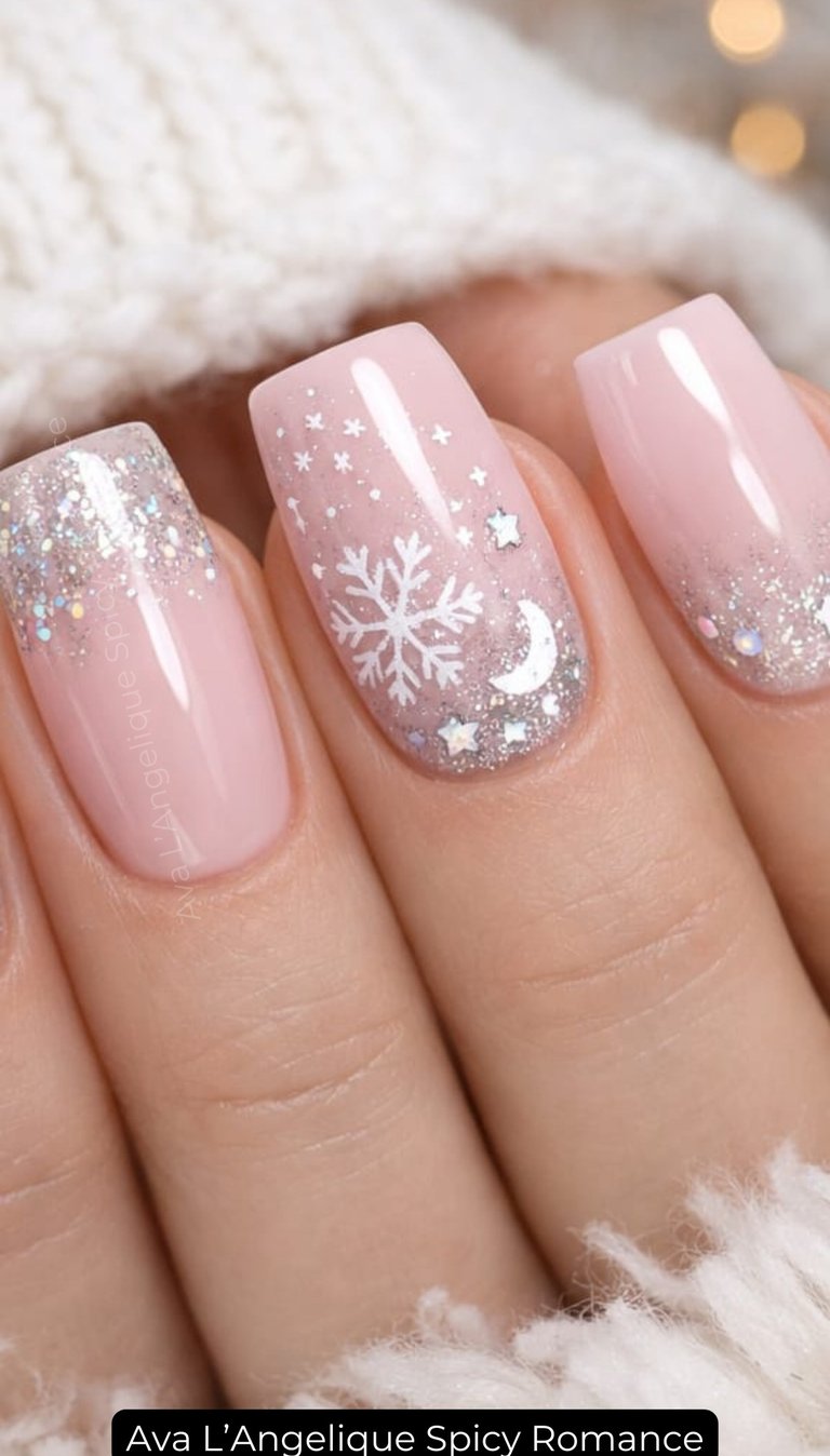 By Ava L’Angelique. Romantic pink nails with glossy finish for subtle attraction