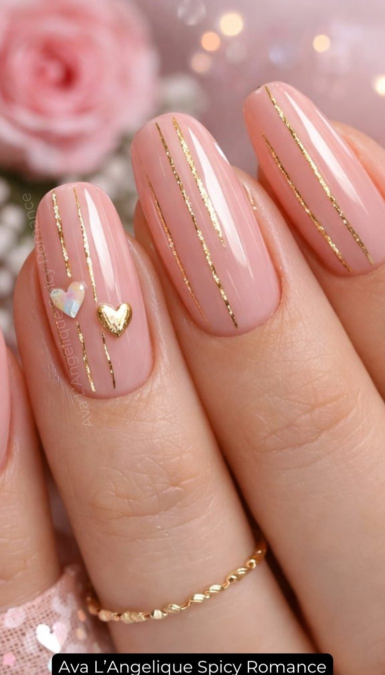 By Ava L’Angelique. Romantic pink nails with glossy finish for gentle mood
