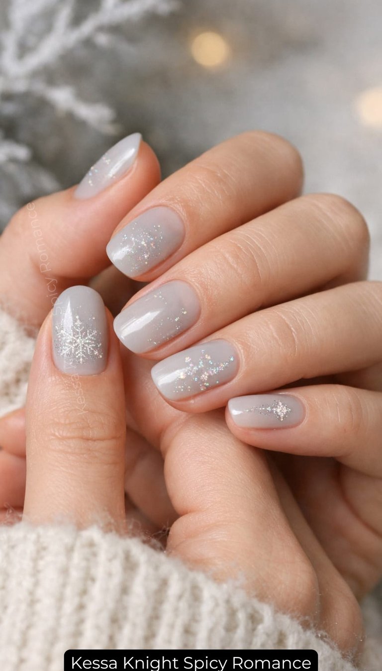 Nails by Kessa Knight. Subtle winter nail designs minimal romantic nail inspo