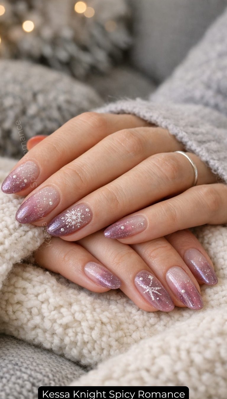 Nails by Kessa Knight. Soft red winter nails attraction cozy romance nail inspo
