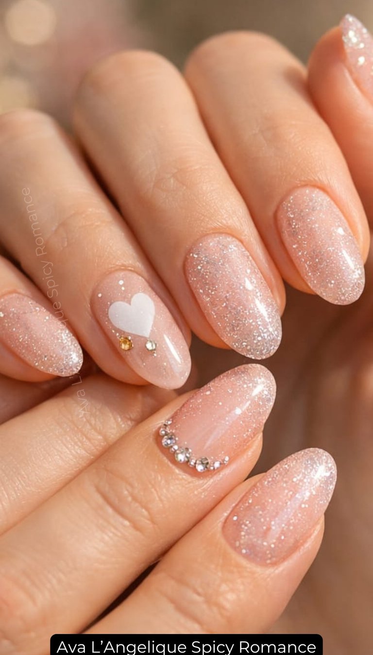 Nails by Ava L’Angelique. Pink glitter nails, Chic Nail Designs, red glitter nails, Nail Inspo Almon