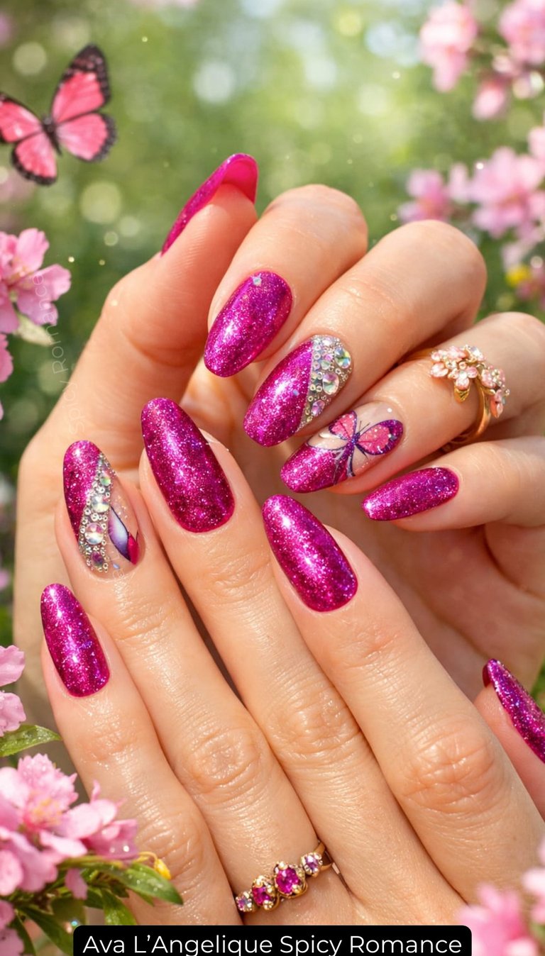 By Ava L’Angelique. pink glitter nails, winter pink nails, pink nails ideas, Nail Designs Trending N