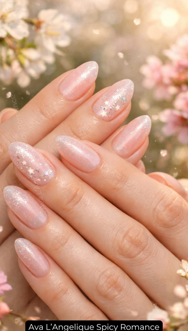 By Ava L’Angelique. Pink glitter nails, Simple Nail Designs, Short Gel Nails, pink nails design