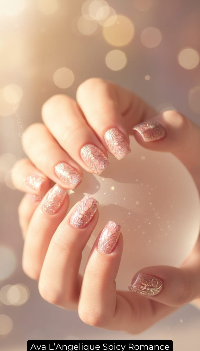 By Ava L’Angelique. Pink glitter nails, date night beauty, pink nails acrylic, Elegant Nails