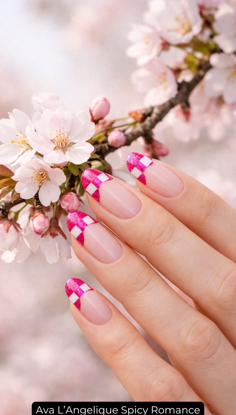 By Ava L’Angelique. Pink glitter nails, red glitter nails, pink nails ideas, Nail Inspo Almond