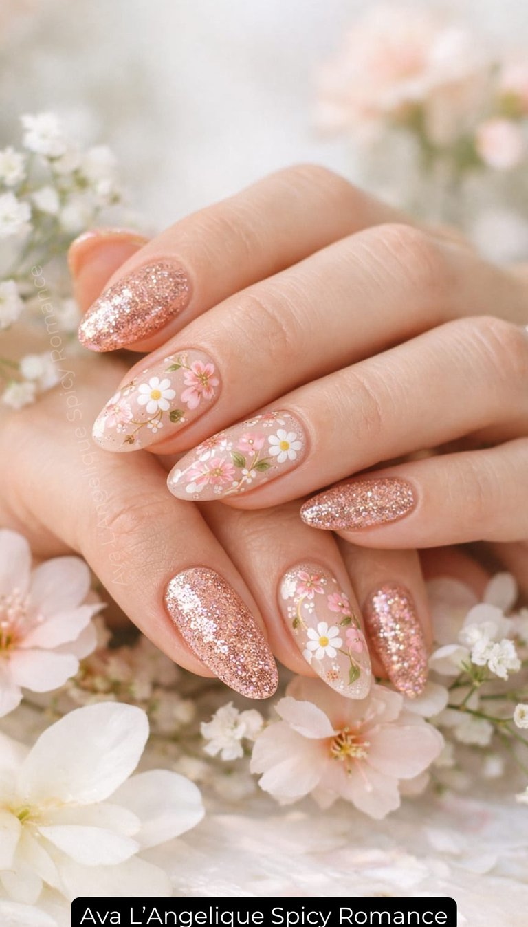 By Ava L’Angelique. pink glitter nails, Classy And Elegant Nails, Elegant Nails, pink nails acrylic