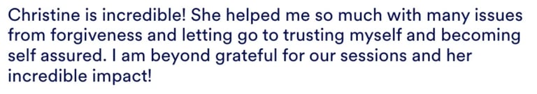 Client testimonial describing how RTT helped with forgiveness, letting go and becoming self-assured