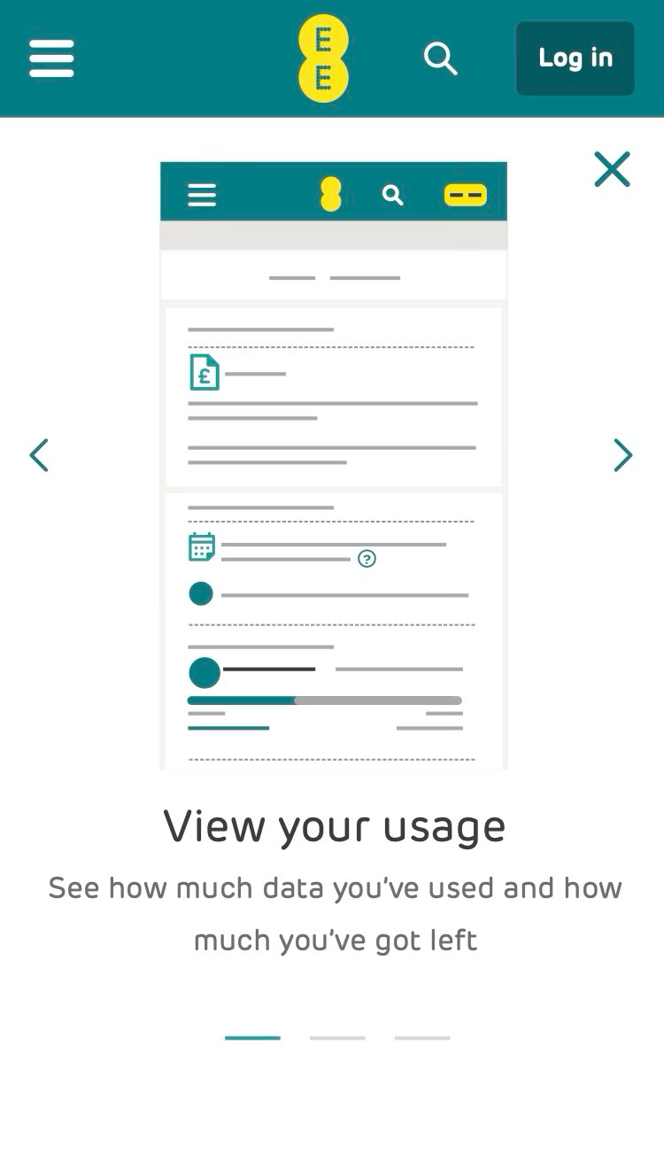 UI design showing an illustration of the usage page which would open on selection of a tile.