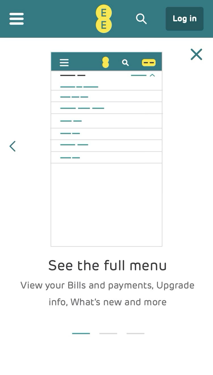 UI design showing an illustration of a list of items in a menu.