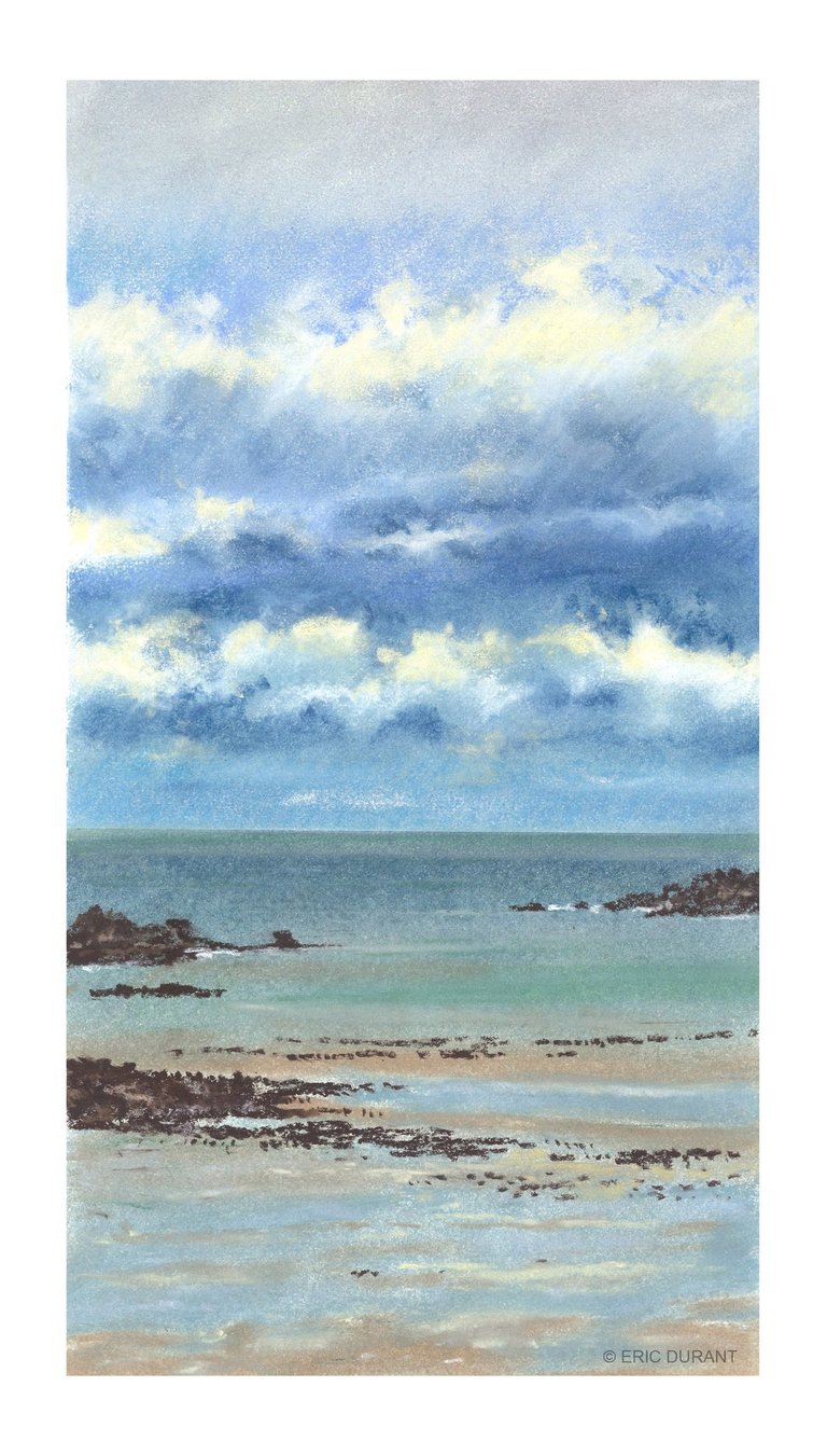 Pastel sec sur papier 20 × 37 cm - Plage du Sillon - © Eric Durant