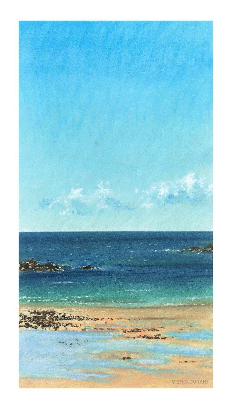Pastel sec sur papier 20 × 37 cm - Plage du Sillon - © Eric Durant