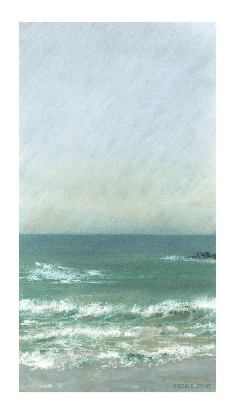 Pastel sec sur papier 20 × 37 cm - Plage du Sillon - © Eric Durant