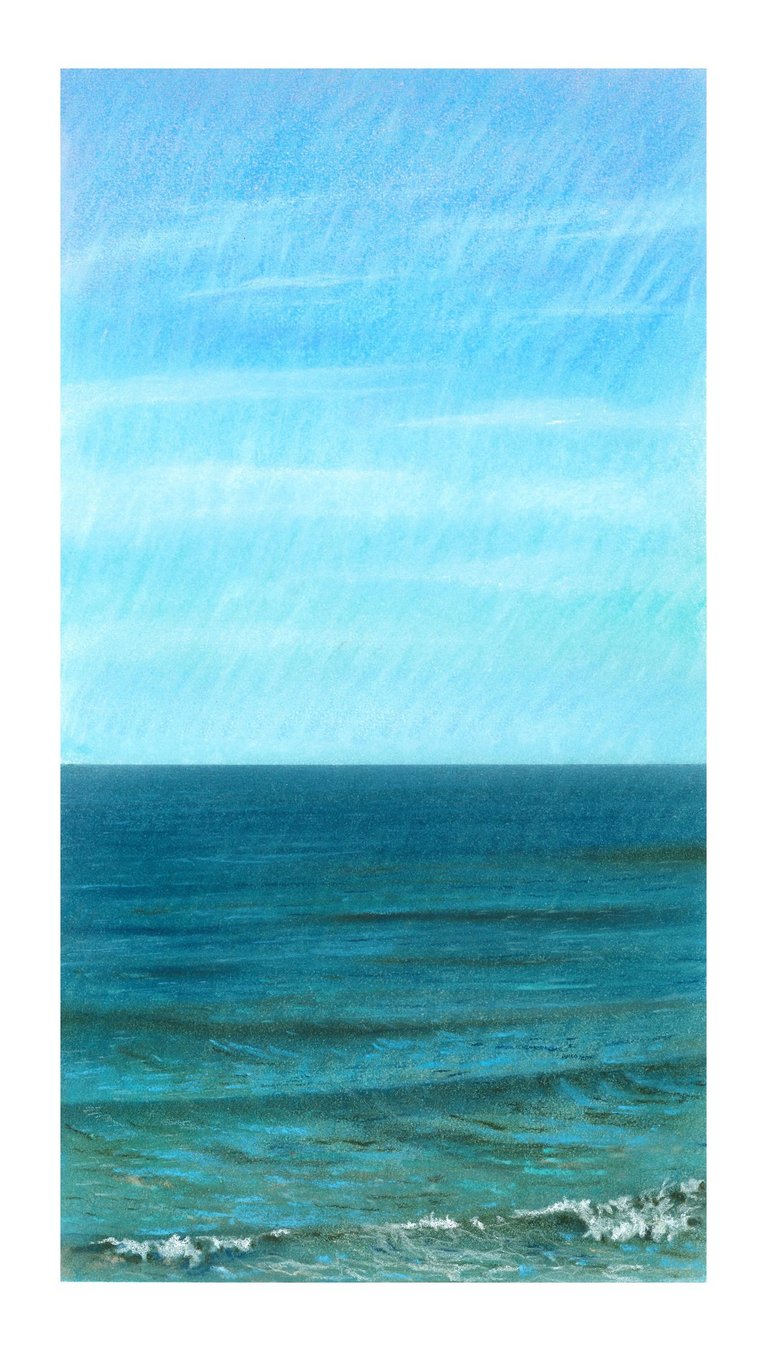 Dessin au pastel sec représentant la Plage du Sillon à Saint-Malo