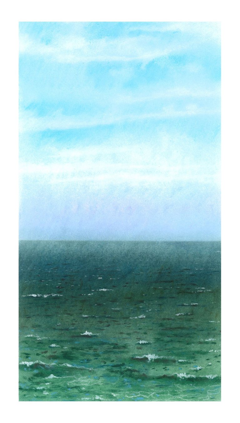 Dessin au pastel sec représentant la Plage du Sillon à Saint-Malo