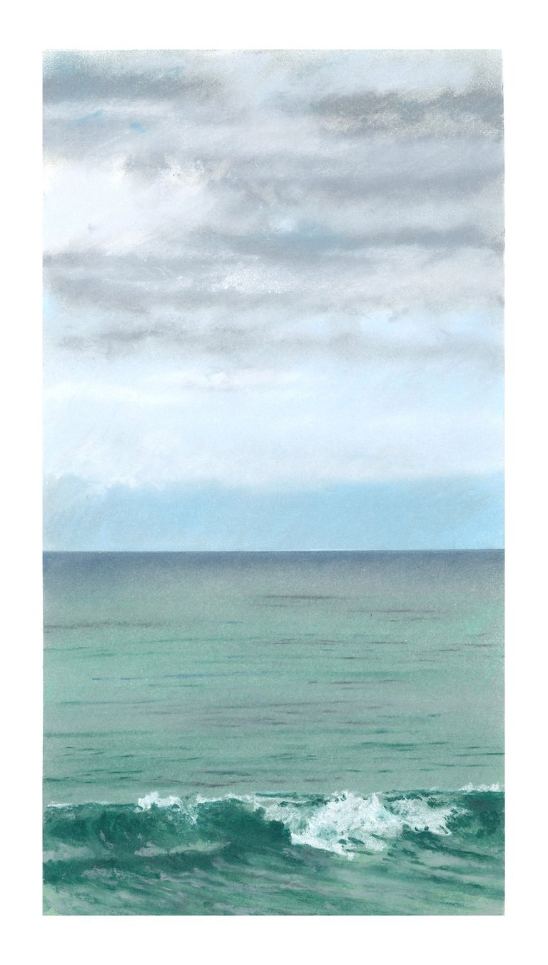 Dessin au pastel sec représentant la Plage du Sillon à Saint-Malo