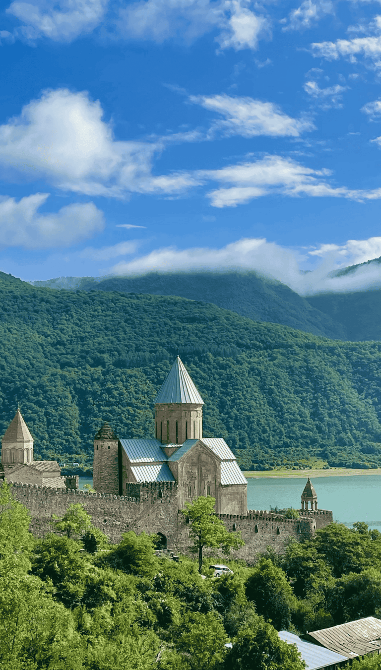 Ananuri, a fortress on the Georgian Military Road.