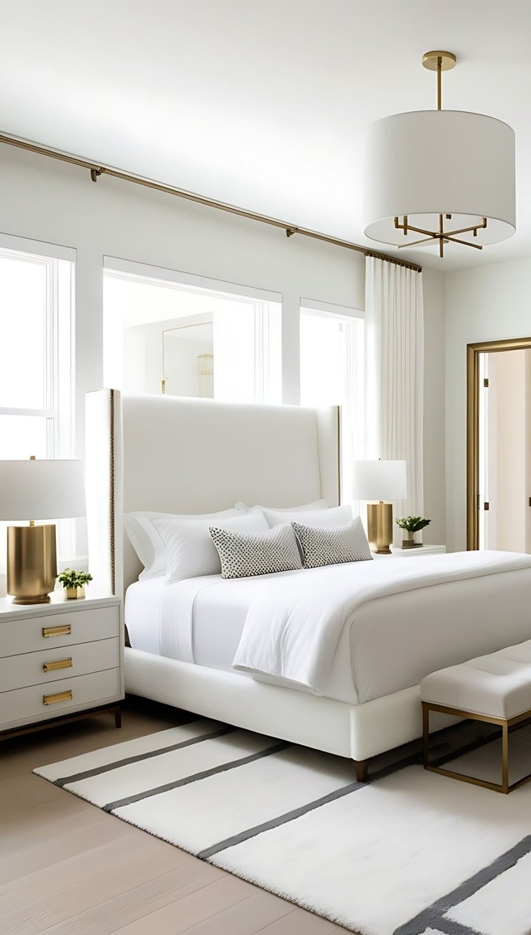 a bedroom with a large bed and a white bed