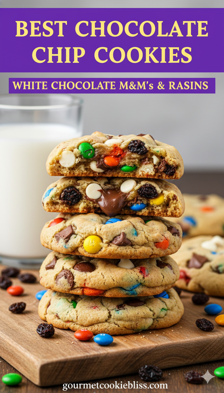 A vertical stack of five chocolate chip cookies, one cut in half to reveal melted chocolate