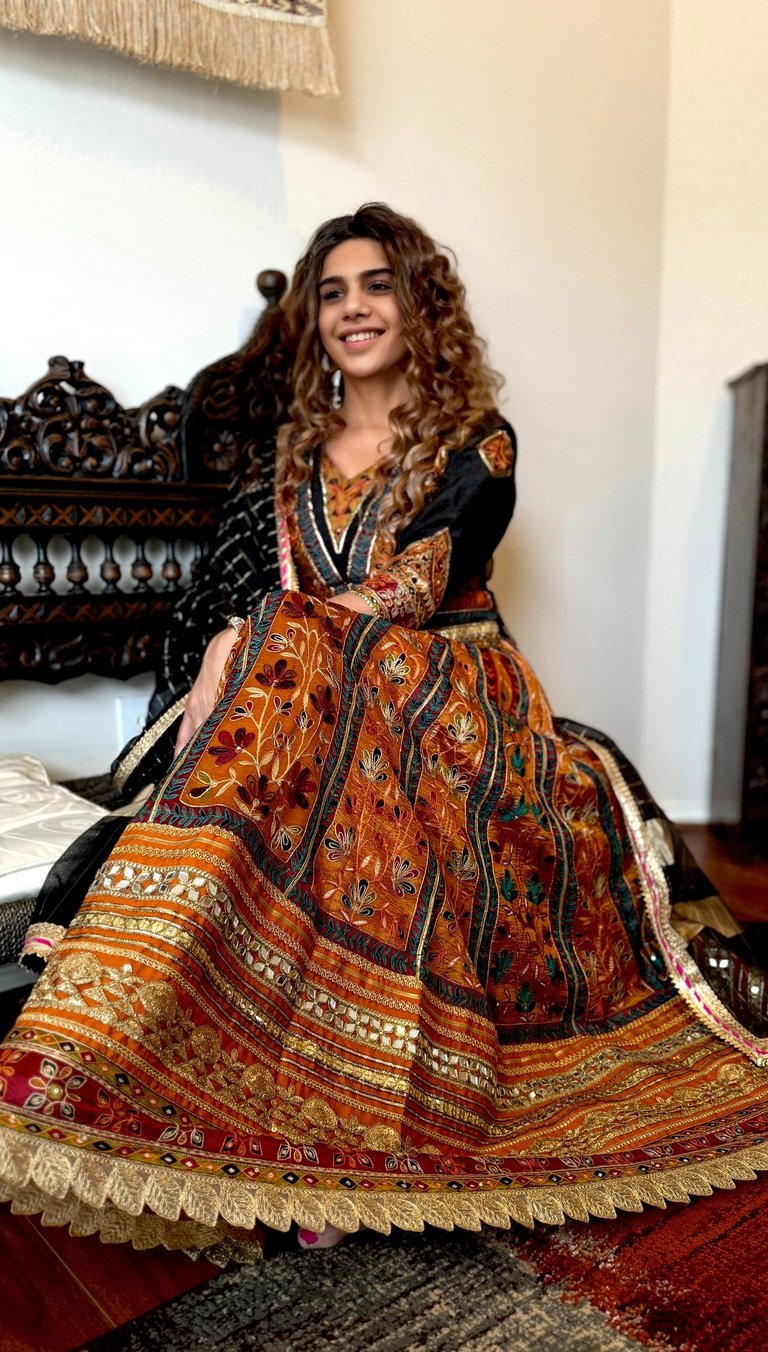 Rust Silk Lehenga with Aari Work – Sana Zee