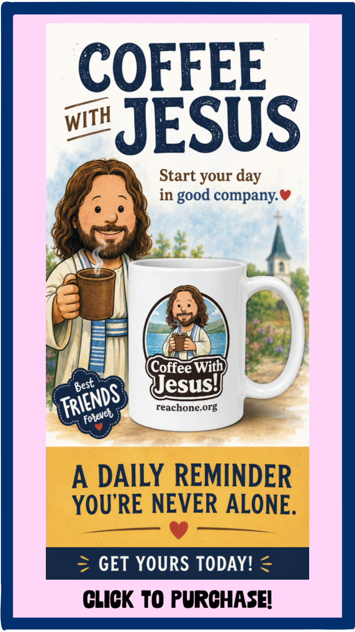 Cartoon style Ad for Coffee With Jesus Cup