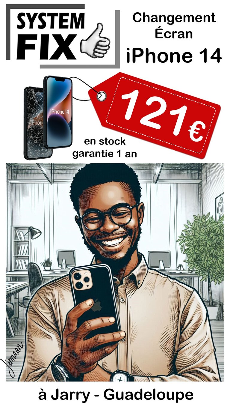 réparation écran iPhone 14 en Guadeloupe, à Jarry