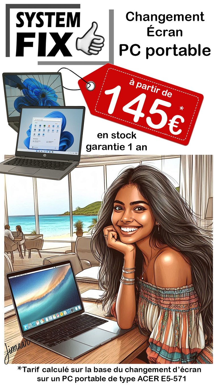 changement remplacement écran PC portable Guadeloupe