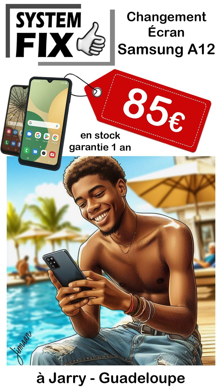 réparation SAMSUNG A12 en Guadeloupe - écran cassé