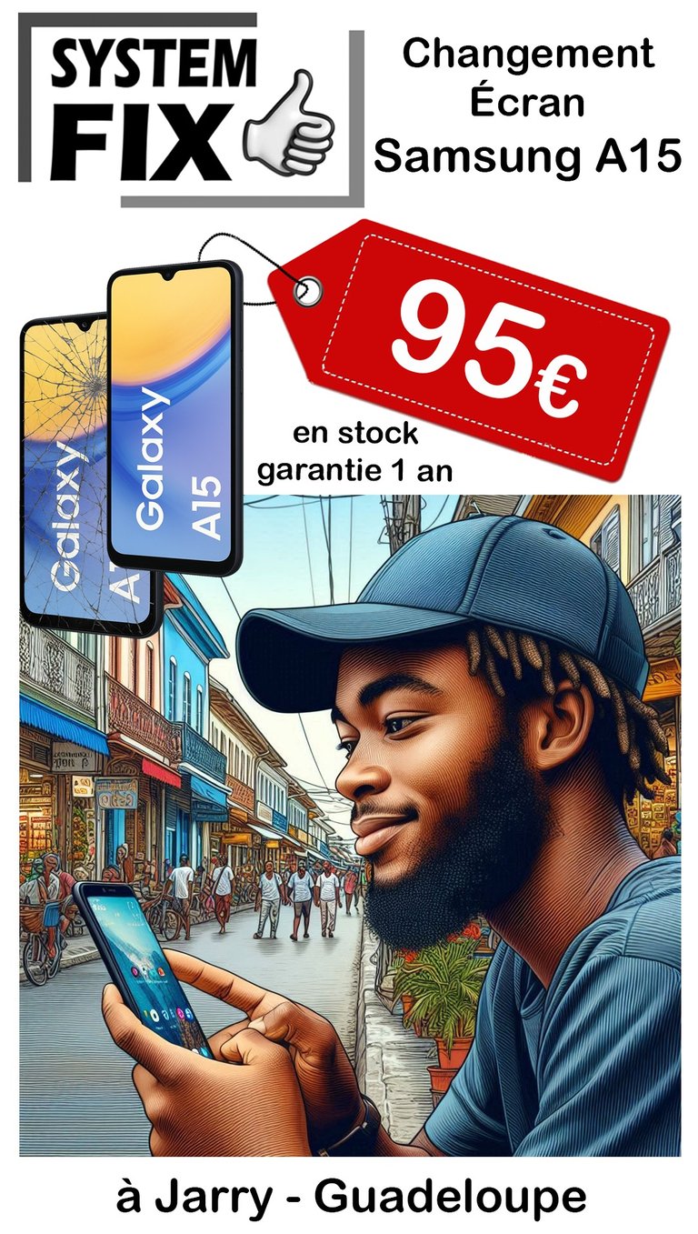 Remplacement écran SAMSUNG Galaxy A15 en Guadeloupe à Jarry