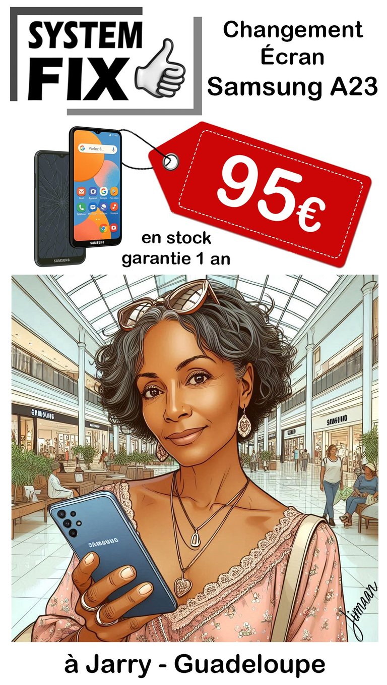 réparation écran cassé téléphone SAMSUNG A23 5g en Guadeloupe