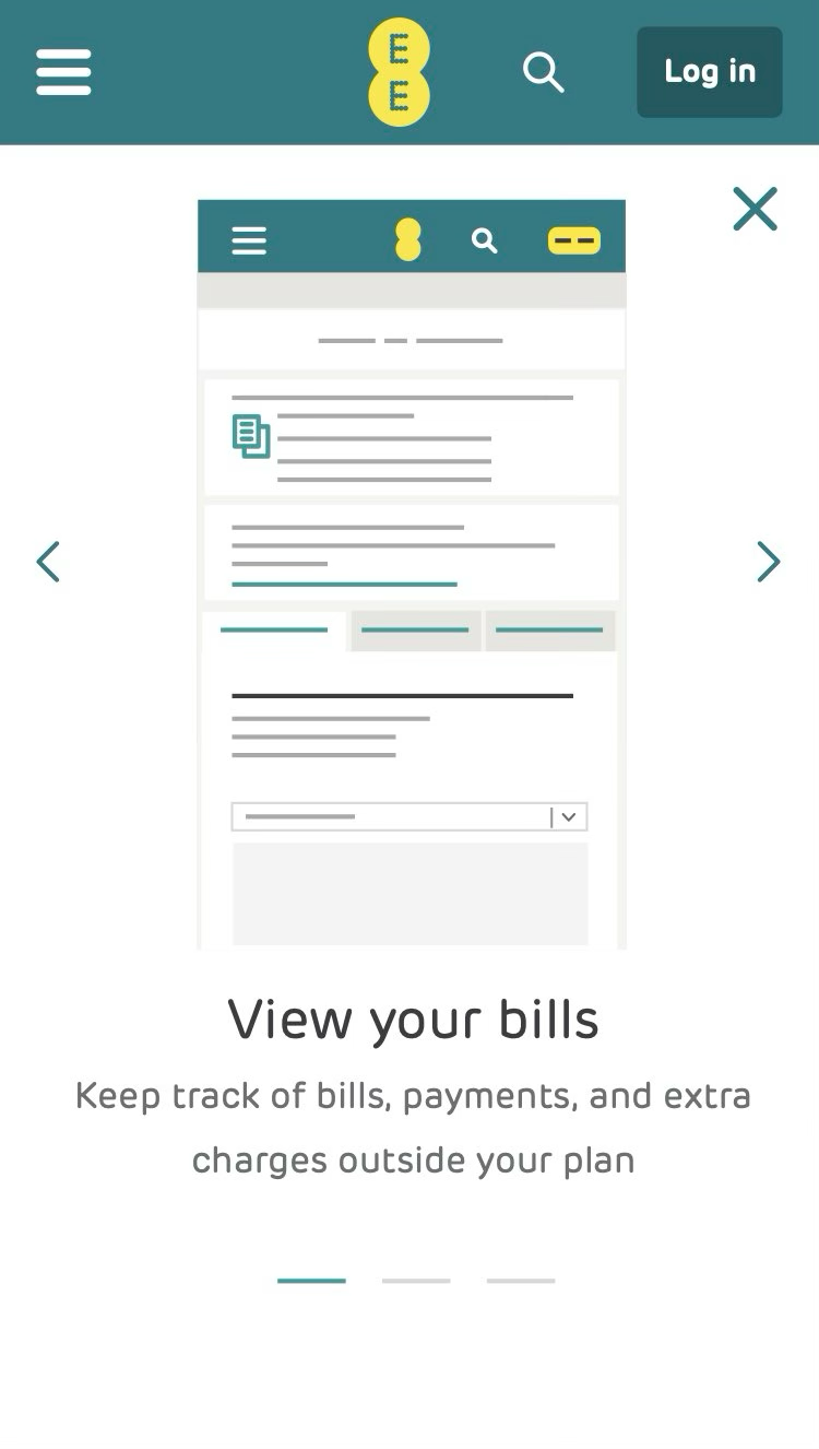 UI design showing an illustration of the Bills page which would open on selection of a tile.