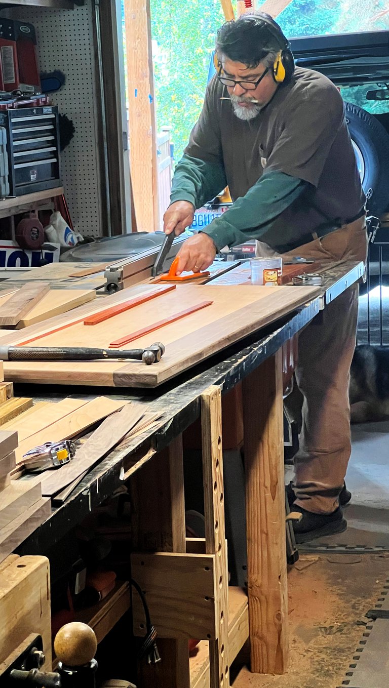 Joe Ochoa in his wood shop
